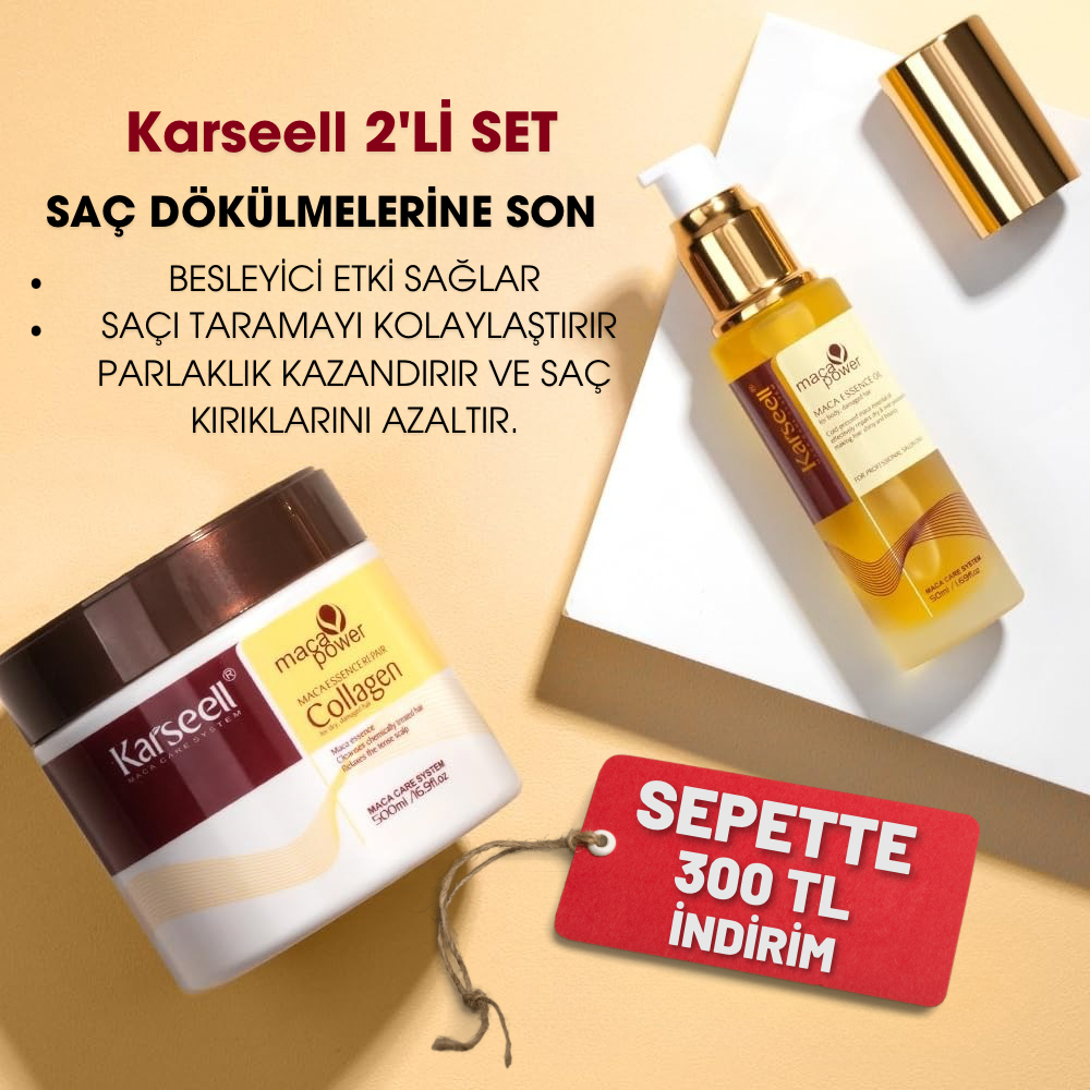 Karseell Collagen Saç Bakım Maskesi 500 ML + Maca Power Saç Bakım Yağı  50ML
