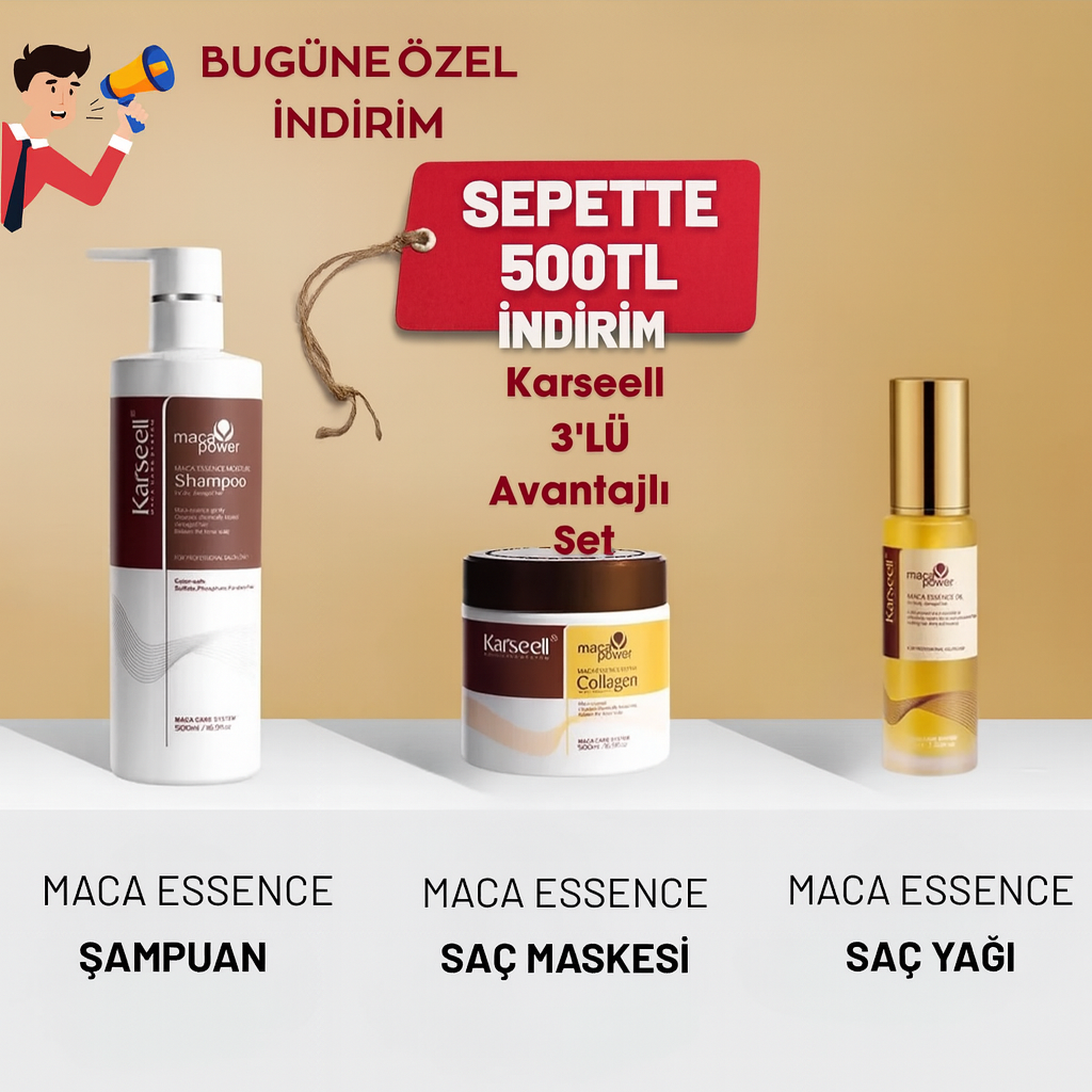 Karseell Kolajen Saç Maskesi+Saç Sampuanı+Maca Yagı Seti